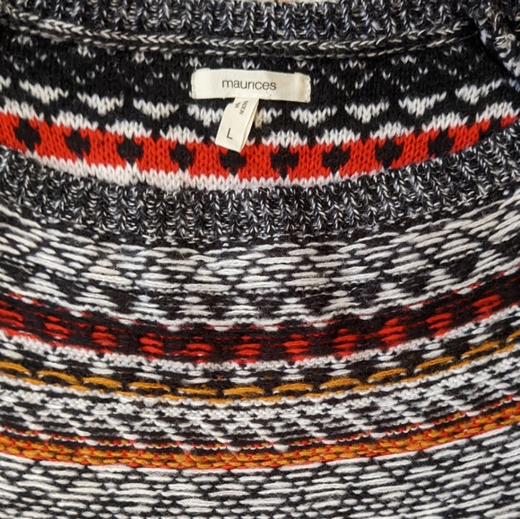 Maurices Holiday Fair Isle Red Black Christmas Sweater SZ L - Picture 2 of 6